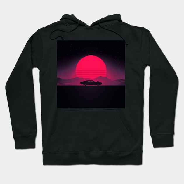 Sunset Muscle Car Drive Hoodie by TheVintageChaosCo.
